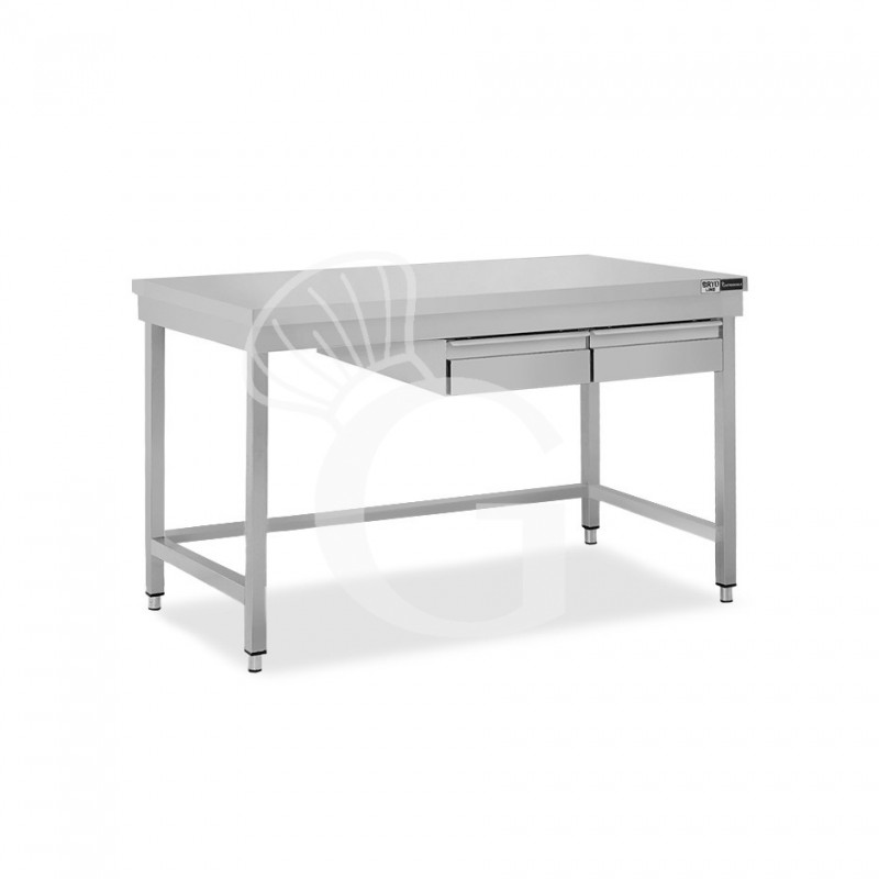 Tavolo inox 2 cassetti L 1200 mm x P 600 mm x H 865 mm