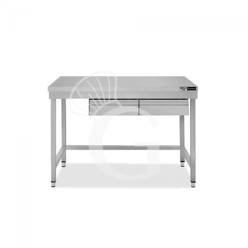 Tavolo inox 2 cassetti L 1200 mm x P 600 mm x H 865 mm Tavolo inox 2 cassetti L 1200 mm x P 600 mm x H 865 mm