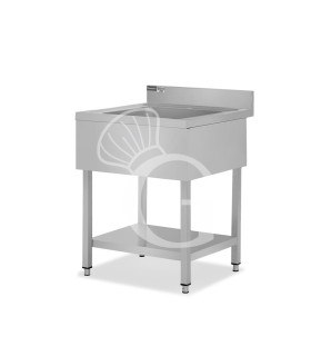 Lavandino semplice in acciaio inox, 1 ripiano, alzatina, 1 vasca, L 600 x P 700 x H 965 mm - con foro rubinetto Ø 32 mm