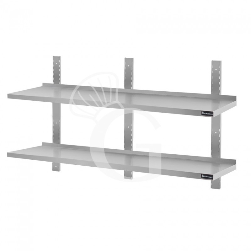 Mensola in acciaio inox doppia, L 2000 mm x P 300 mm x H 700 mm