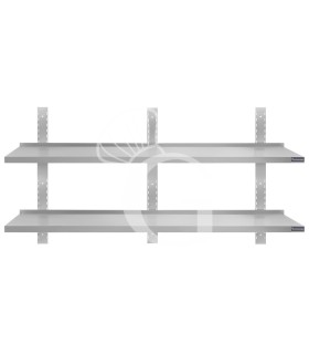 Ripiano in acciaio inox doppio, L 1900 mm x P 400 mm x H 700 mm