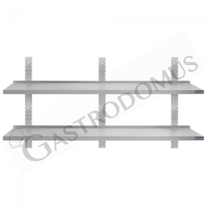 Ripiano in acciaio inox doppio, L 1900 mm x P 400 mm x H 700 mm