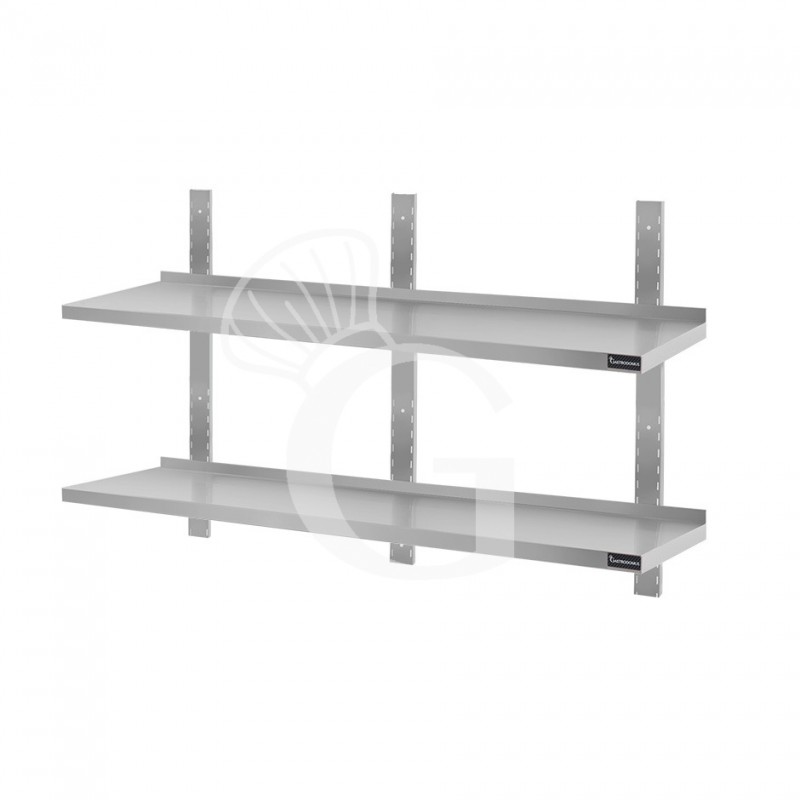 Ripiano in acciaio inox doppio, L 1600 mm x P 300 mm x H 700 mm