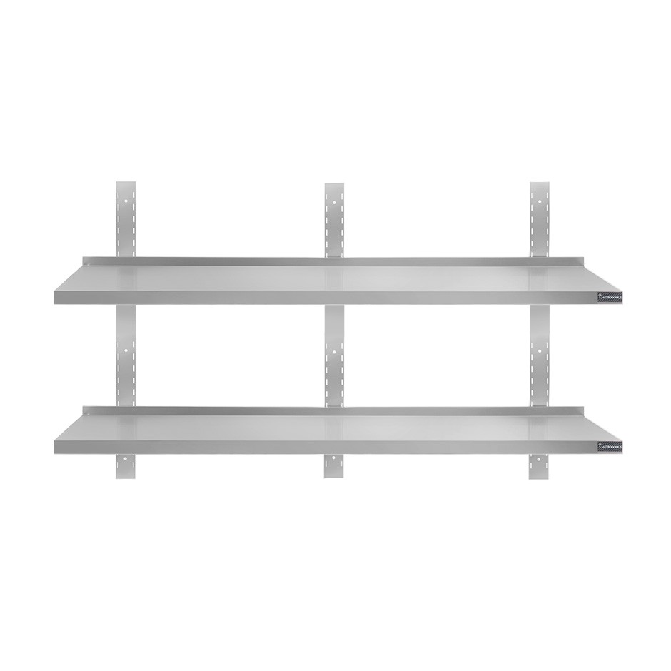 Mensola in acciaio inox doppia, L 1500 mm x P 300 mm x H 700 mm