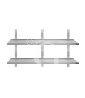 Mensola in acciaio inox doppia, L 1500 mm x P 400 mm x H 700 mm