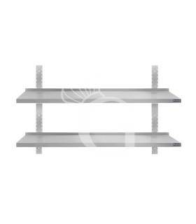 Ripiano in acciaio inox doppio, L 1300 mm x P 400 mm x H 700 mm
