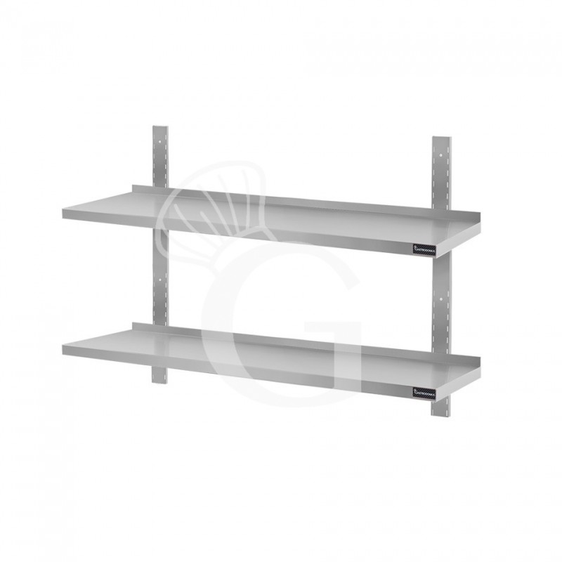 Mensola in acciaio inox doppia, L 1200 mm x P 300 mm x H 700 mm