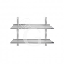 Ripiano in acciaio inox doppio, L 800 mm x P 300 mm x H 700 mm