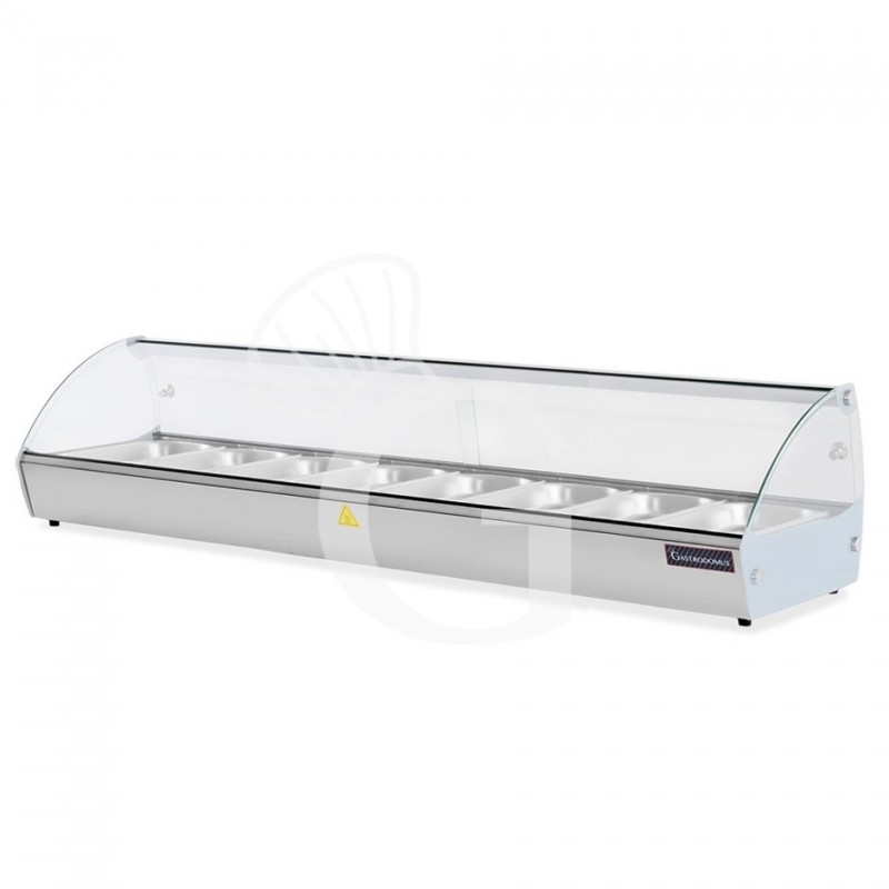 Vetrina Riscaldata inox e vetro 8 bacinelle GN1/3 H 40 mm L 1483 mm x P 420 mm x H 336 mm