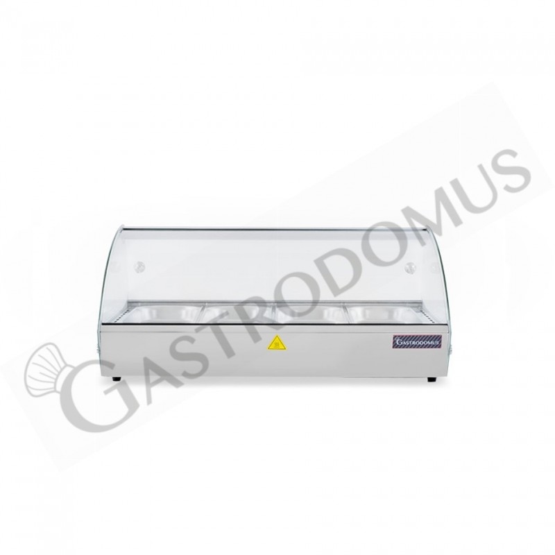 Vetrina Riscaldata inox e vetro 4 bacinelle GN1/3 H 40 mm L 773 mm x P 420 mm x H 336 mm Vetrina Riscaldata inox e vetro 4 bacinelle GN1/3 H 40 mm L 773 mm x P 420 mm x H 336 mm
