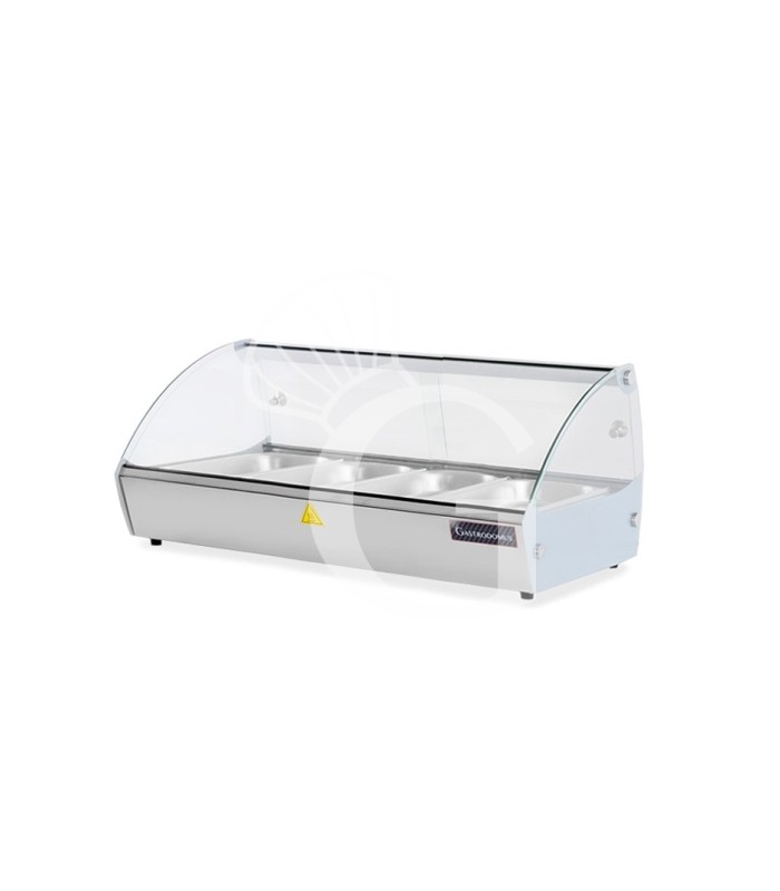 Vetrina Riscaldata inox e vetro 4 bacinelle GN1/3 H 40 mm L 773 mm x P 420 mm x H 336 mm