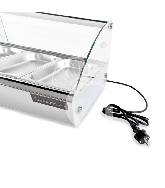 Vetrina Riscaldata inox e vetro 4 bacinelle GN1/3 H 40 mm L 773 mm x P 420 mm x H 336 mm