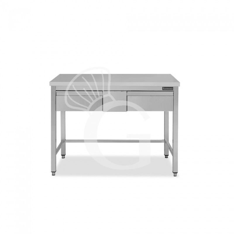 Tavolo inox 2 cassetti L 1200 mm x P 600 mm x H 850 mm