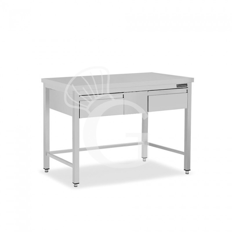 Tavolo inox 2 cassetti L 1200 mm x P 600 mm x H 850 mm