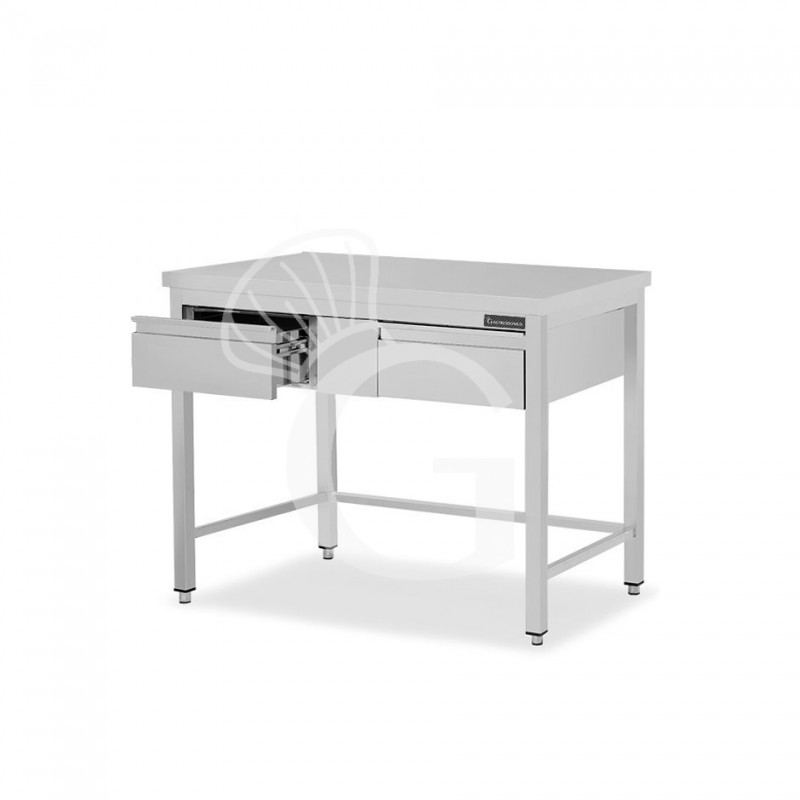 Tavolo inox 2 cassetti L 1200 mm x P 600 mm x H 850 mm