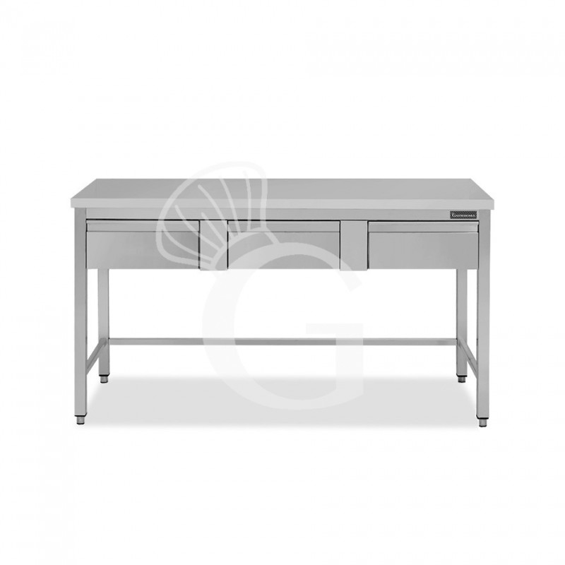 Tavolo inox 3 cassetti L 1500 mm x P 600 mm x H 850 mm Tavolo inox 3 cassetti L 1500 mm x P 600 mm x H 850 mm