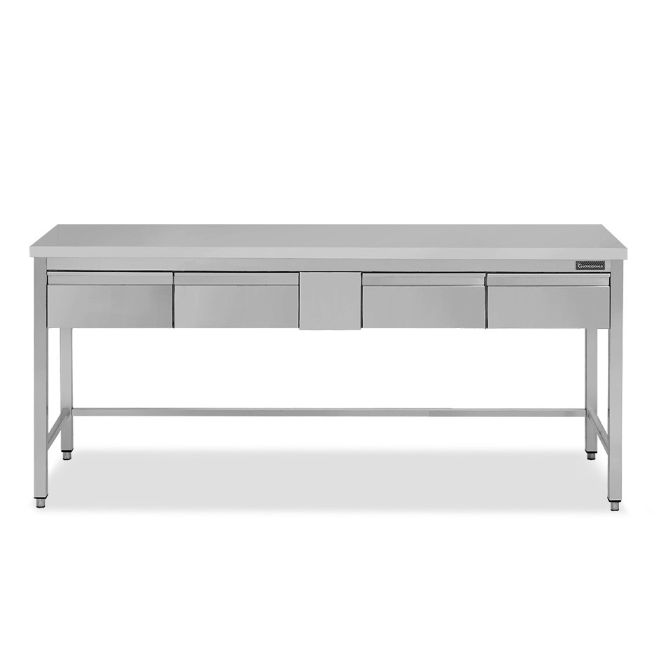 Tavolo inox 4 cassetti L 1800 mm x P 600 mm x H 850 mm