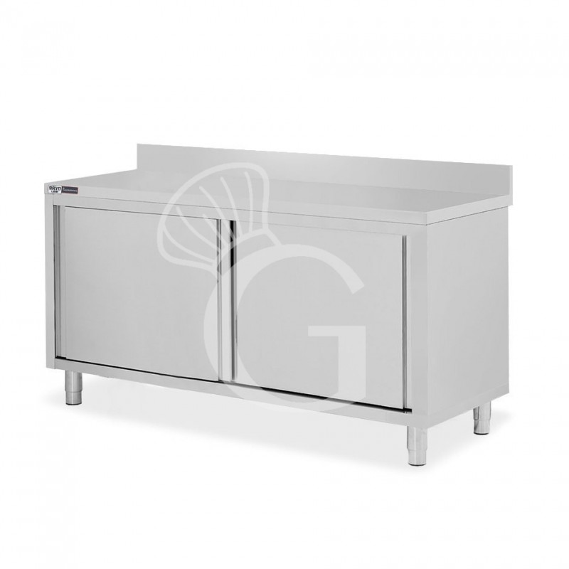 Tavolo con 2 porte scorrevoli e alzatina, L 1600 mm x P 700 mm x H 950 mm