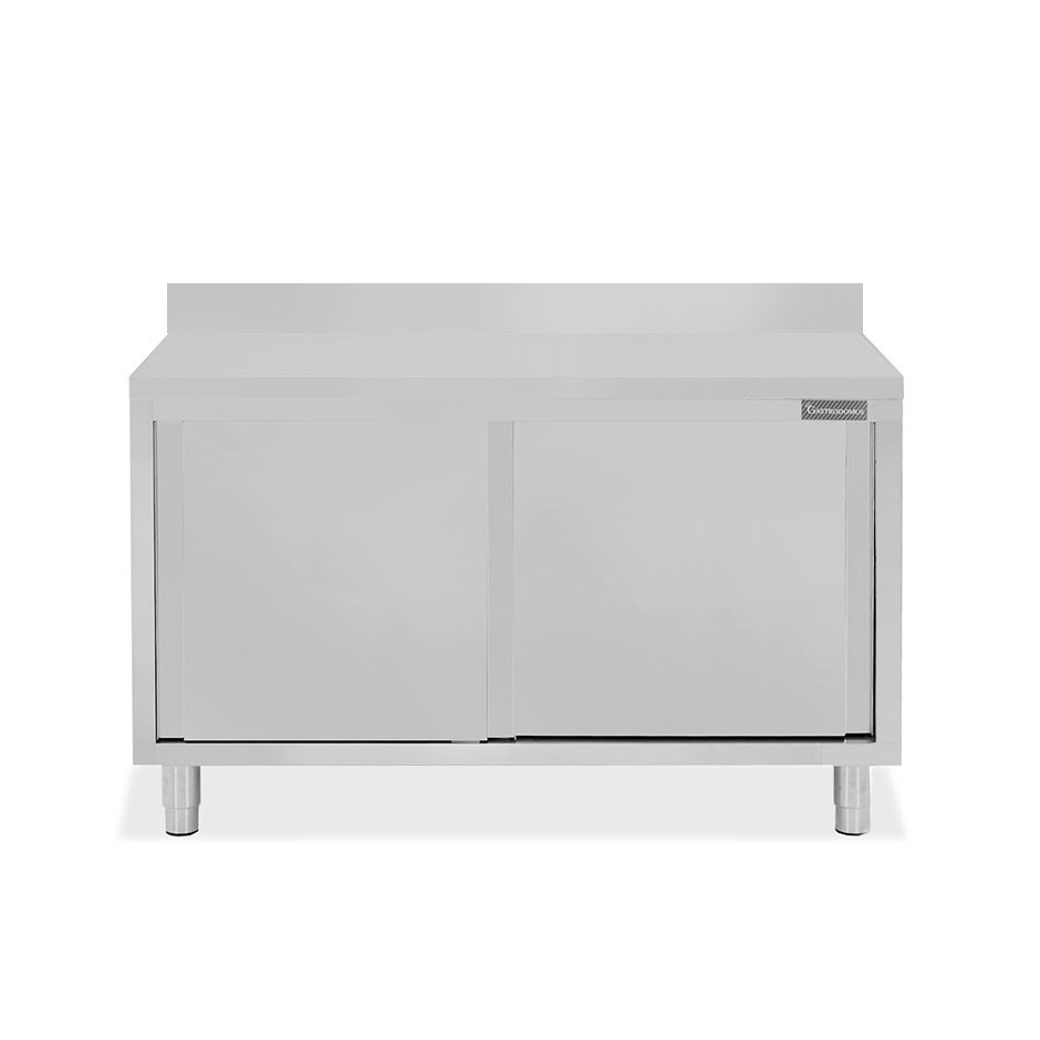 Tavolo con 2 porte scorrevoli e alzatina, L 1400 mm x P 700 mm x H 950 mm