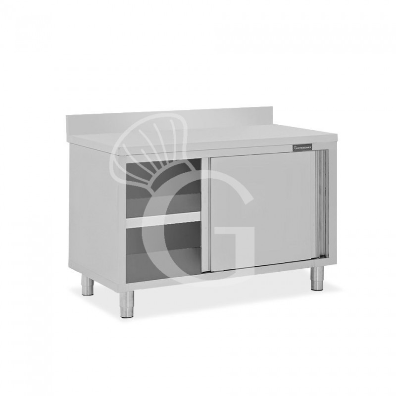 Tavolo con 2 porte scorrevoli e alzatina, L 1100 mm x P 700 mm x H 950 mm