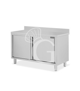 Tavolo con 2 porte scorrevoli e alzatina, L 1500 mm x P 700 mm x H 950 mm