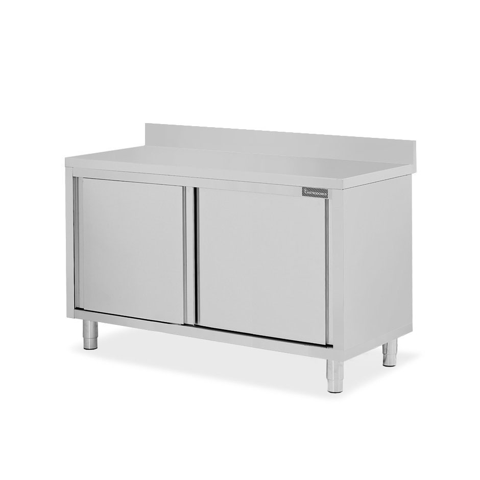 Tavolo con 2 porte scorrevoli e alzatina, L 1500 mm x P 700 mm x H 950 mm