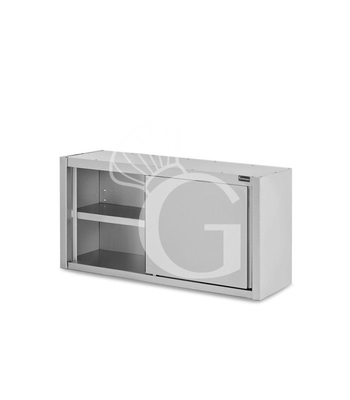 Pensile acciaio inox con porte scorrevoli, 1 ripiano, L 1100 x P 400 x H 660 mm