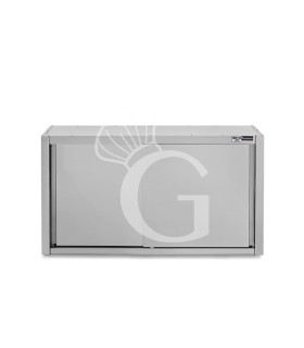 Pensile acciaio inox con porte scorrevoli, 2 ripiani, L 1500 x P 400 x H 1000 mm