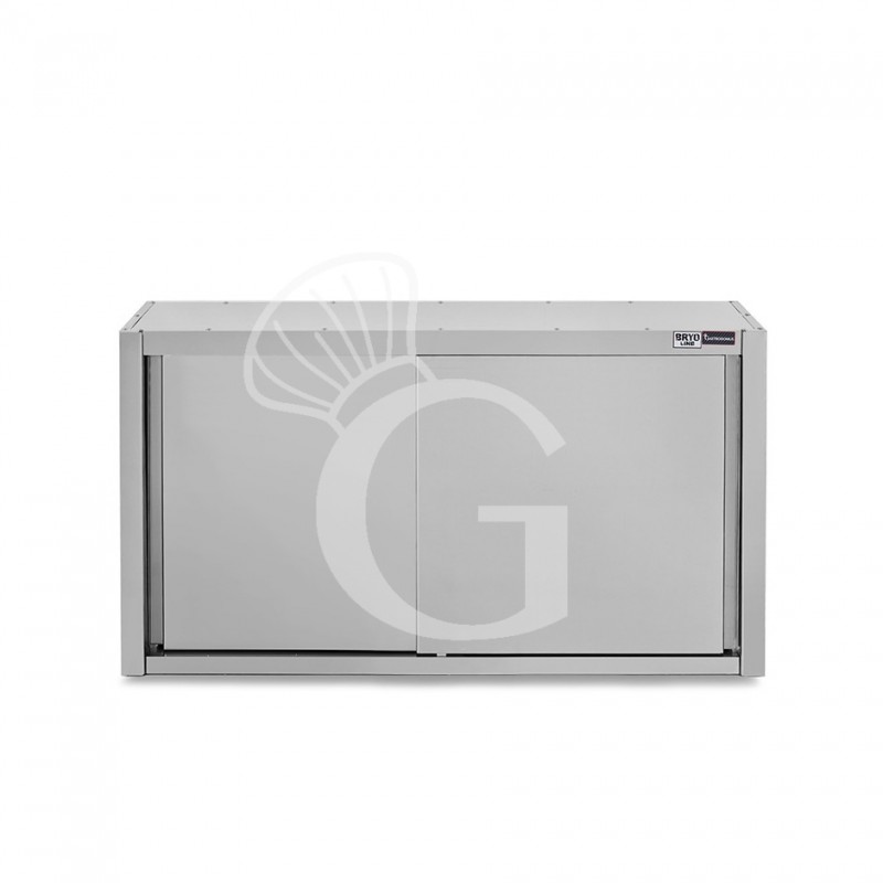 Pensile acciaio inox con porte scorrevoli, 2 ripiani, L 1500 x P 400 x H 1000 mm