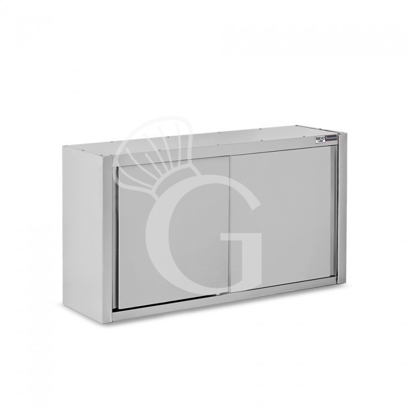 Pensile acciaio inox con porte scorrevoli, 2 ripiani, L 1500 x P 400 x H 1000 mm