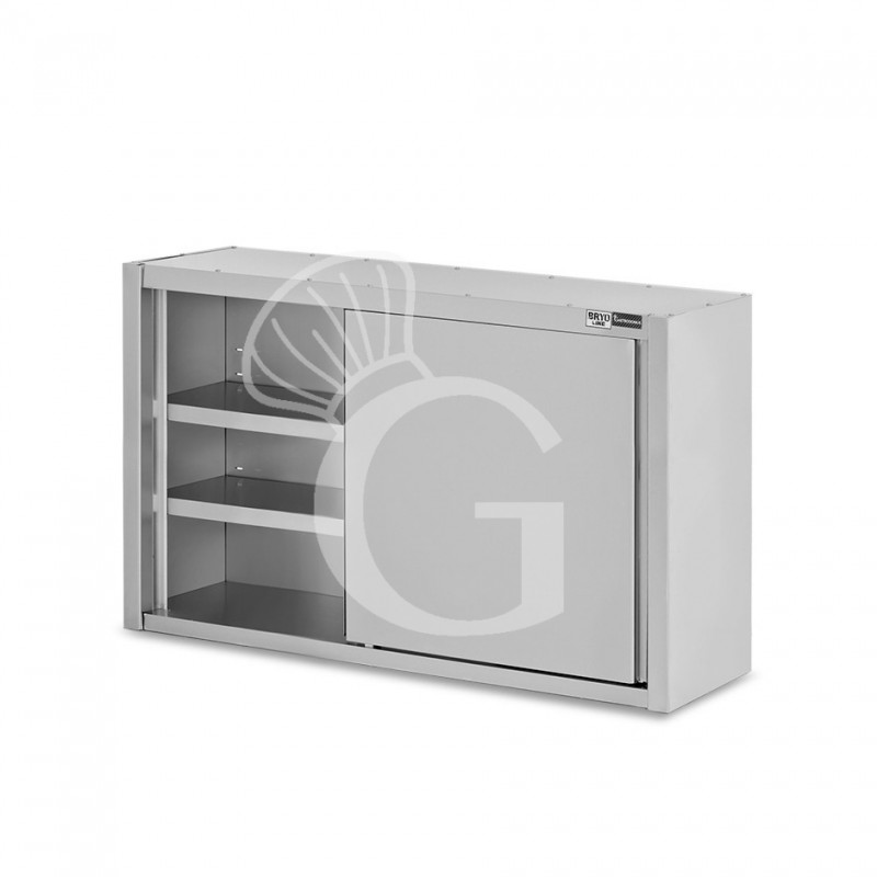 Pensile acciaio inox con porte scorrevoli, 2 ripiani, L 1500 x P 400 x H 1000 mm