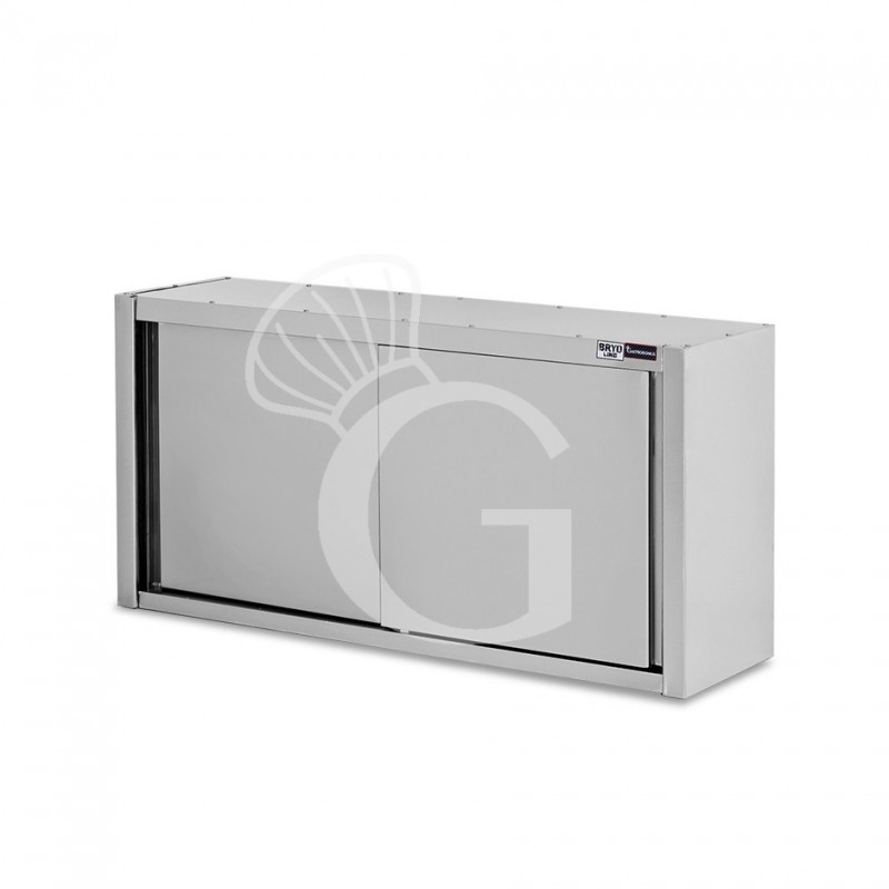 Pensile acciaio inox con porte scorrevoli, 2 ripiani, L 1500 x P 400 x H 1000 mm