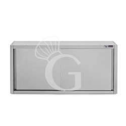 Pensile acciaio inox con porte scorrevoli, 2 ripiani, L 1800 x P 400 x H 1000 mm
