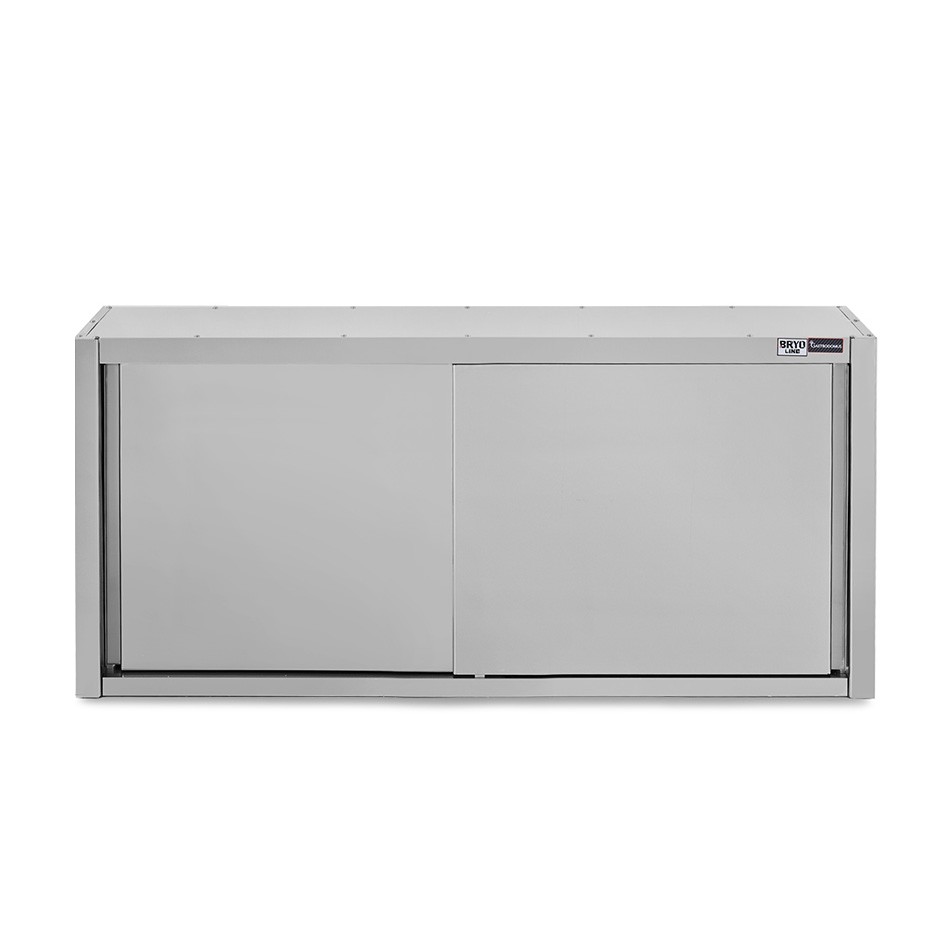 Pensile acciaio inox con porte scorrevoli, 2 ripiani, L 1800 x P 400 x H 1000 mm