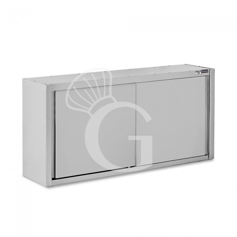 Pensile acciaio inox con porte scorrevoli, 2 ripiani, L 1800 x P 400 x H 1000 mm