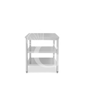 Tavolo inox 2 ripiani L 600 mm x P 600 mm x H 865 mm