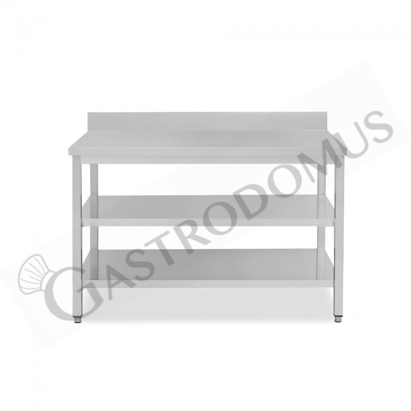 Tavolo inox 2 ripiani alzatina L 1600 mm x P 600 mm x H 965 mm Tavolo inox 2 ripiani alzatina L 1600 mm x P 600 mm x H 965 mm