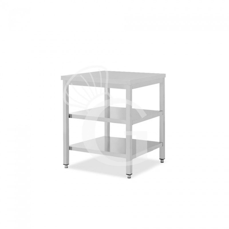 Tavolo inox 2 ripiani L 700 mm x P 700 mm x H 865 mm
