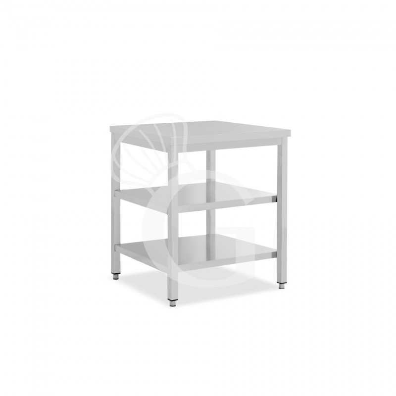 Tavolo inox 2 ripiani L 700 mm x P 700 mm x H 865 mm