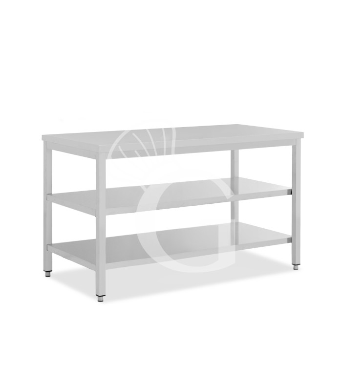 Tavolo inox 2 ripiani L 1800 mm x P 800 mm x H 865 mm