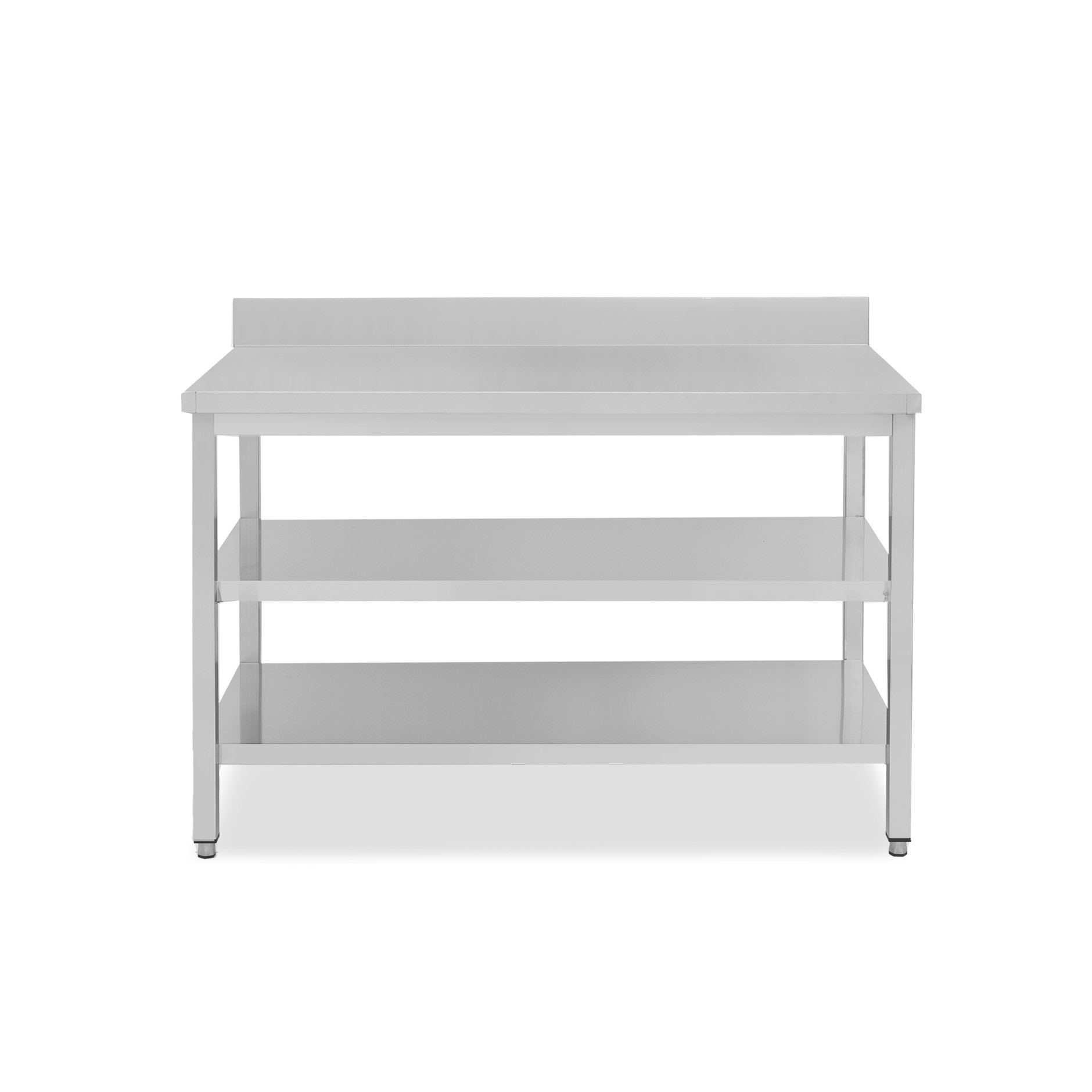 Tavolo inox 2 ripiani alzatina L 1600 mm x P 700 mm x H 965 mm