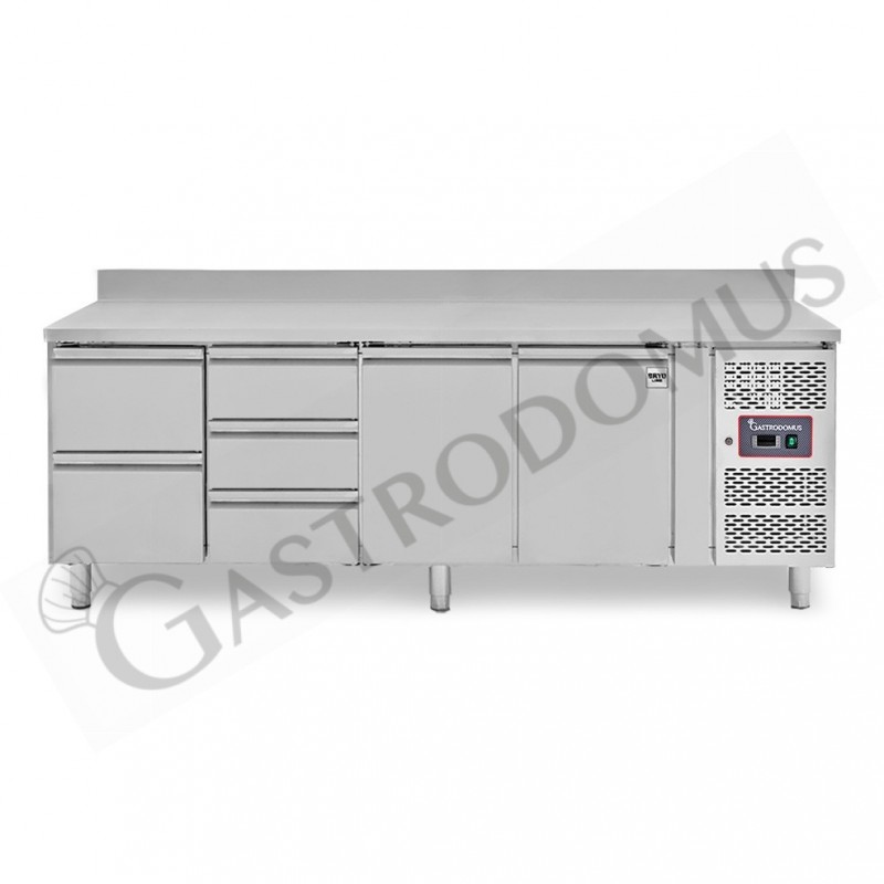 Tavolo Refrigerato 5 cassetti 2 porte 700 mm -2°C/+8°C alzatina per Gastronomia Tavolo Refrigerato 5 cassetti 2 porte 700 mm -2°C/+8°C alzatina per Gastronomia