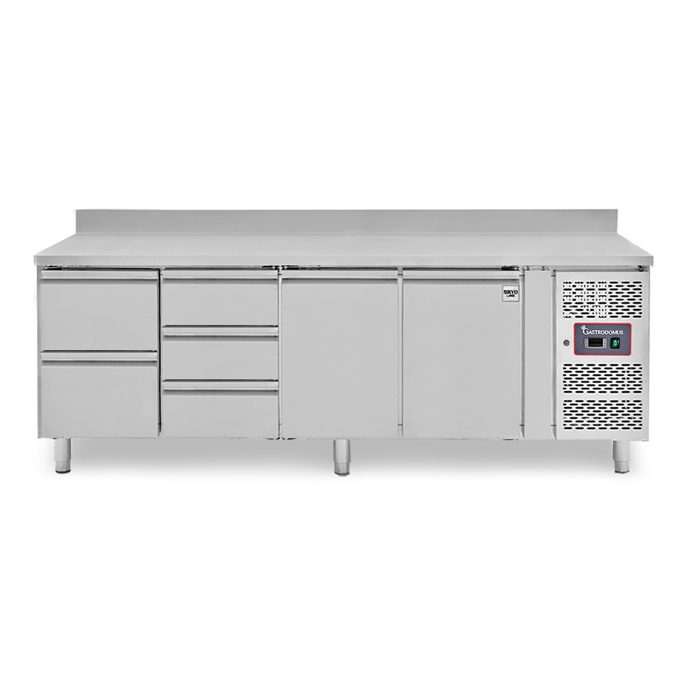 Tavolo Refrigerato 5 cassetti 2 porte 700 mm -2°C/+8°C alzatina per Gastronomia