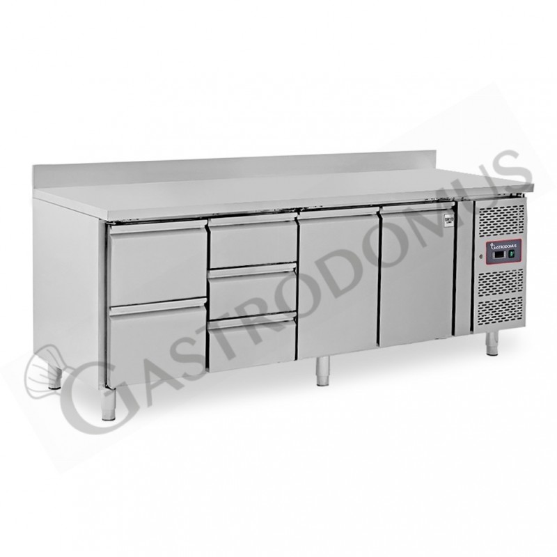 Tavolo Refrigerato 5 cassetti 2 porte 700 mm -2°C/+8°C alzatina per Gastronomia