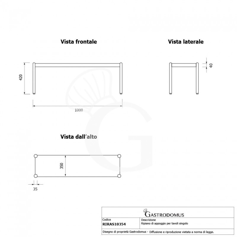 Ripiano singolo, L 1000 x P 365 x H 420 mm