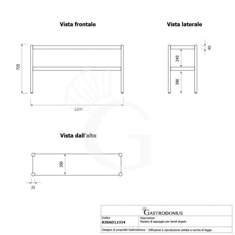 Ripiani sovrapposti, L 1200 x P 365 x H 650 mm
