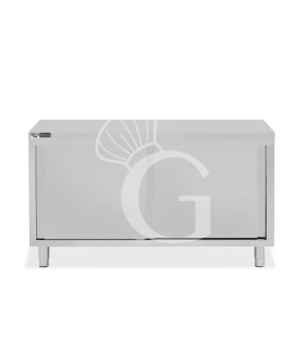 Tavolo armadiato in acciaio inox con 2 porte scorrevoli, L 1700 mm x P 700 mm x H 850 mm