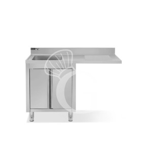 Lavello armadiato vano lavastoviglie,1 vasca,gocciolatoio destra,L1400xP600xH965mm - con foro rubinetto Ø 32 mm