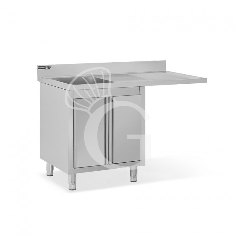 Lavello armadiato vano lavastoviglie,1 vasca,gocciolatoio destra,L1400xP700xH965mm - con foro rubinetto Ø 32 mm