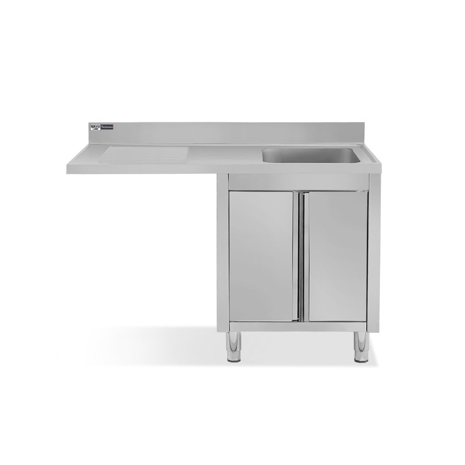 Lavello armadiato vano lavastoviglie,1 vasca,gocciolatoio sinistra,L1400xP700xH965mm - con foro rubinetto Ø 32 mm